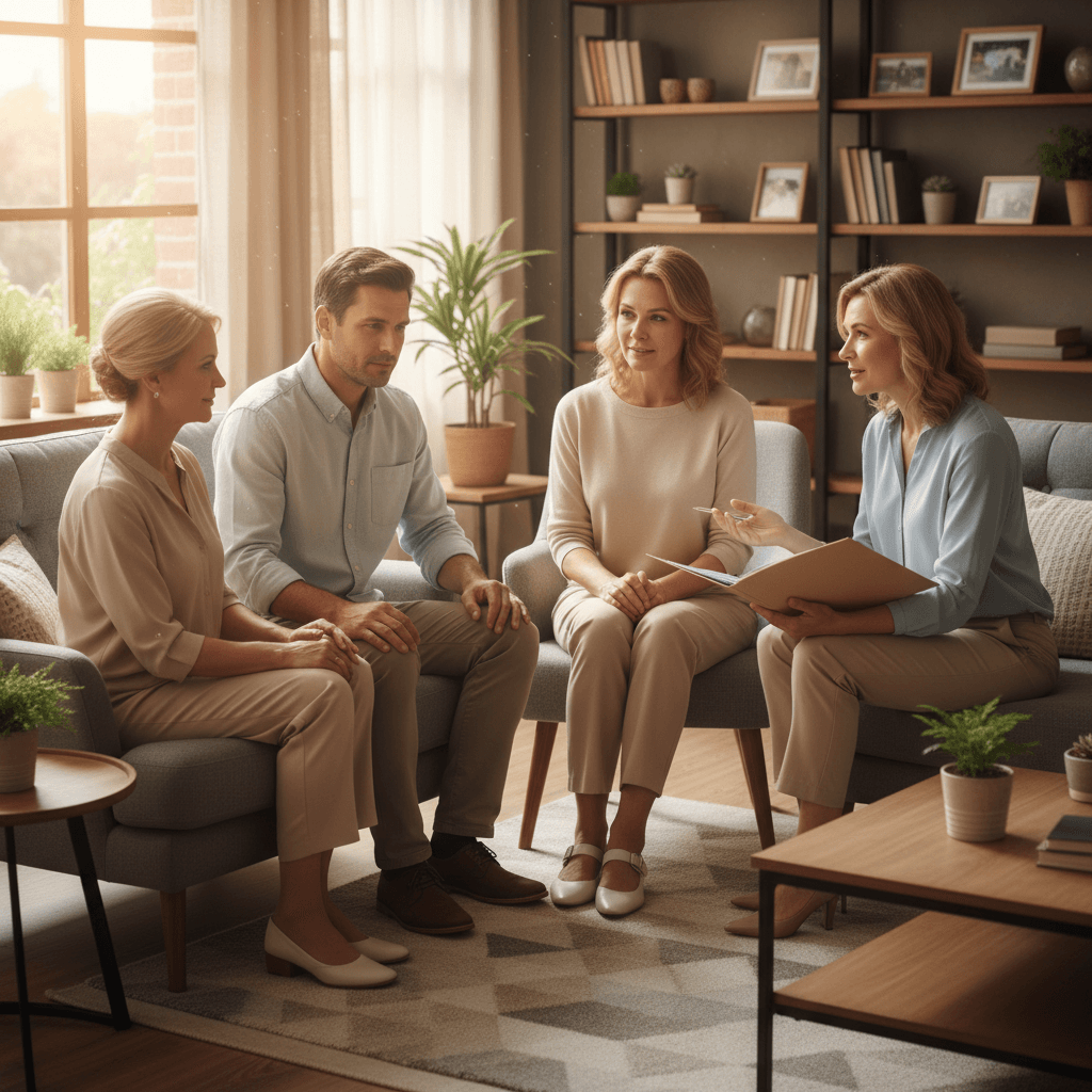 Family meeting with care coordinator to discuss elder care options