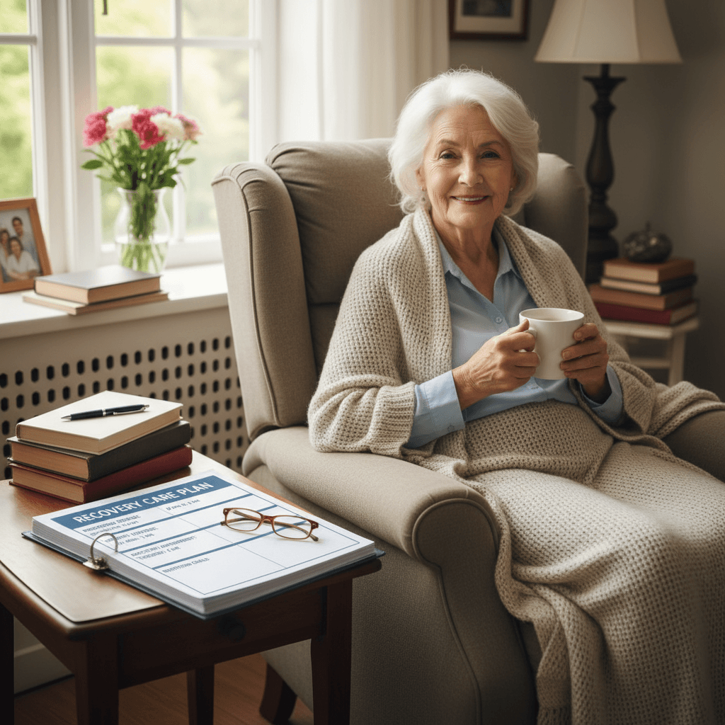 Patient following coordinated home health care plan