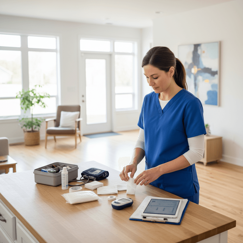 Home health care setup and preparation