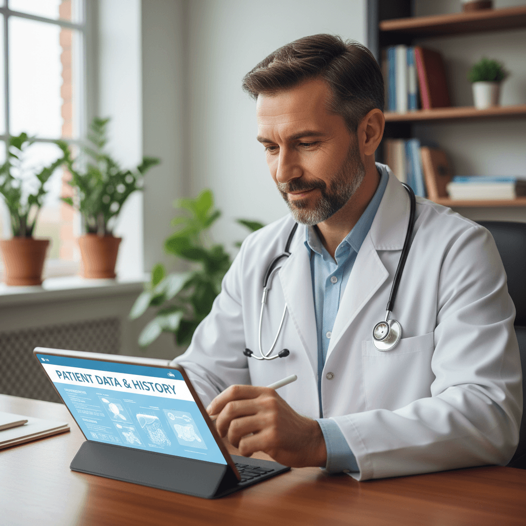 Physician reviewing patient medical records