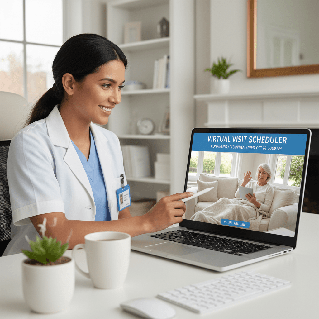 Nurse coordinating care through virtual visit