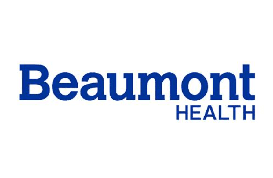 Beaumont Health logo with bold blue serif Beaumont text and smaller sans-serif Health text below.